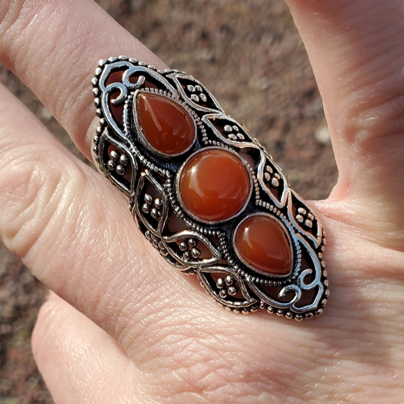 New Unique Carnelian 925 Silver Statement Ring. - Picture 7 of 10